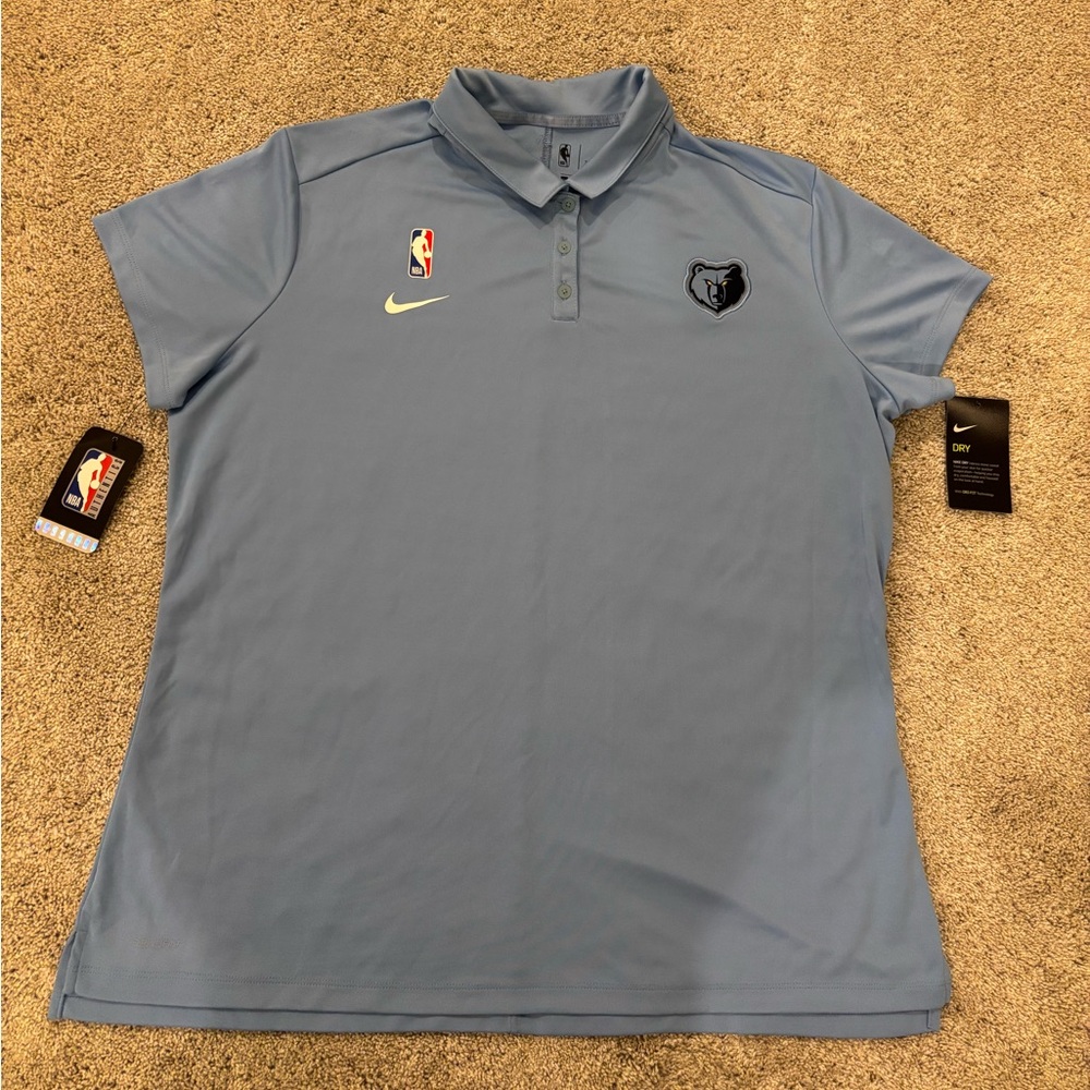 NWT Nike Dri Fit NBA Basketball Memphis Grizzlies Polo Shirt Womens 2XL Blue